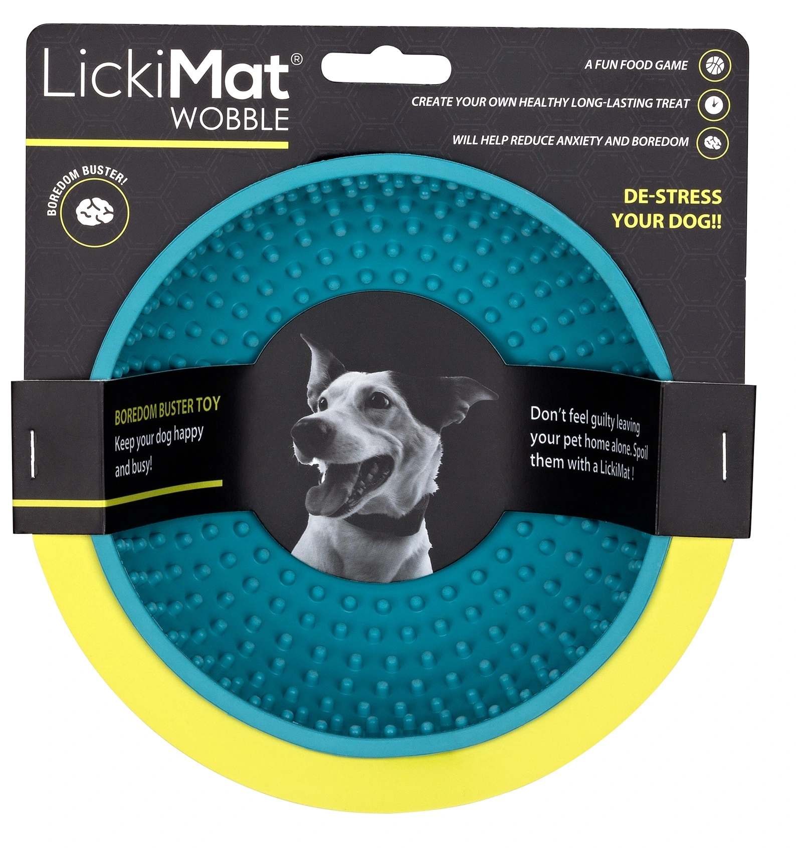 LickiMat Wobble Turkis Ø 18 x 8 cm - slowfeeder skål til hunde